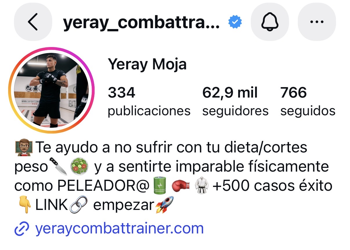 Perfil de Instagram de Yeray Moja